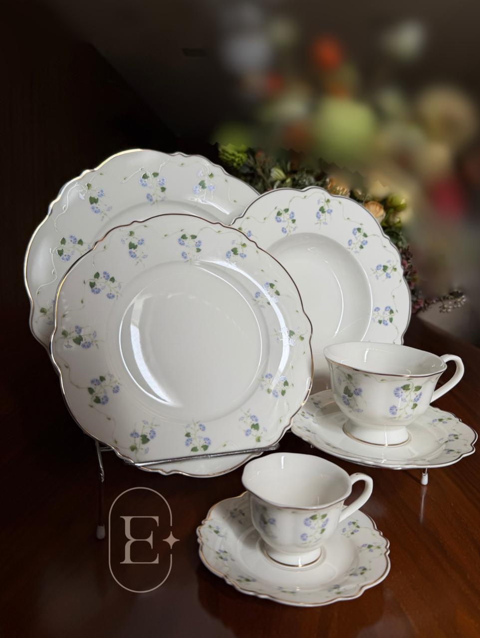 PRATO SOBREMESA ROYAL ROMANTIC PORCELANA FILADO DOURADO (06 UNID)