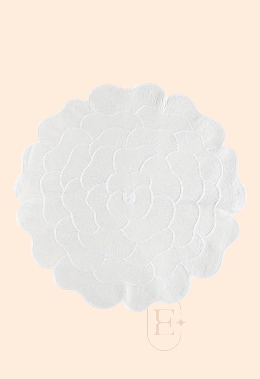 JOGO AMERICANO IBISCO BRANCO C/ BORDADO  BRANCO REDONDO